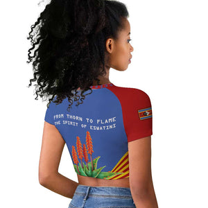 Aloe Vera Eswatini Raglan Cropped T shirt Flag Print and Cultural Motif From Thorn to Flame