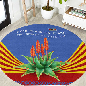 Aloe Vera Eswatini Round Carpet Flag Print and Cultural Motif From Thorn to Flame