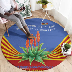 Aloe Vera Eswatini Round Carpet Flag Print and Cultural Motif From Thorn to Flame