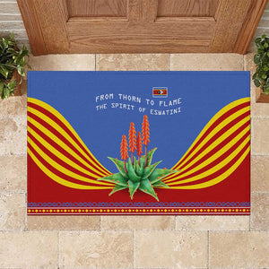 Aloe Vera Eswatini Rubber Doormat Flag Print and Cultural Motif From Thorn to Flame