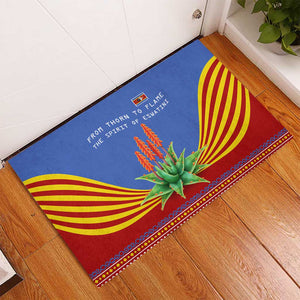 Aloe Vera Eswatini Rubber Doormat Flag Print and Cultural Motif From Thorn to Flame