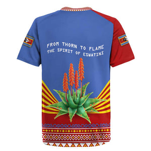 Aloe Vera Eswatini Rugby Jersey Flag Print and Cultural Motif From Thorn to Flame