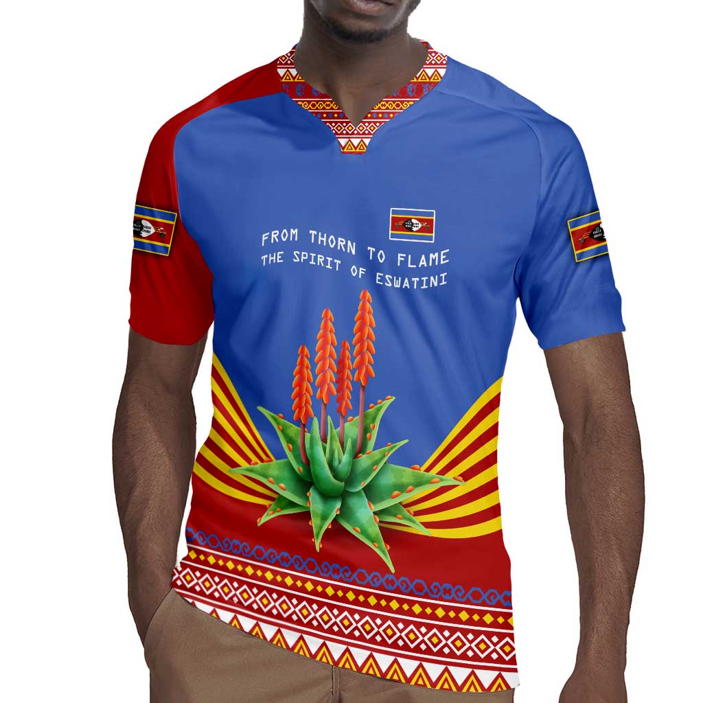Aloe Vera Eswatini Rugby Jersey Flag Print and Cultural Motif From Thorn to Flame