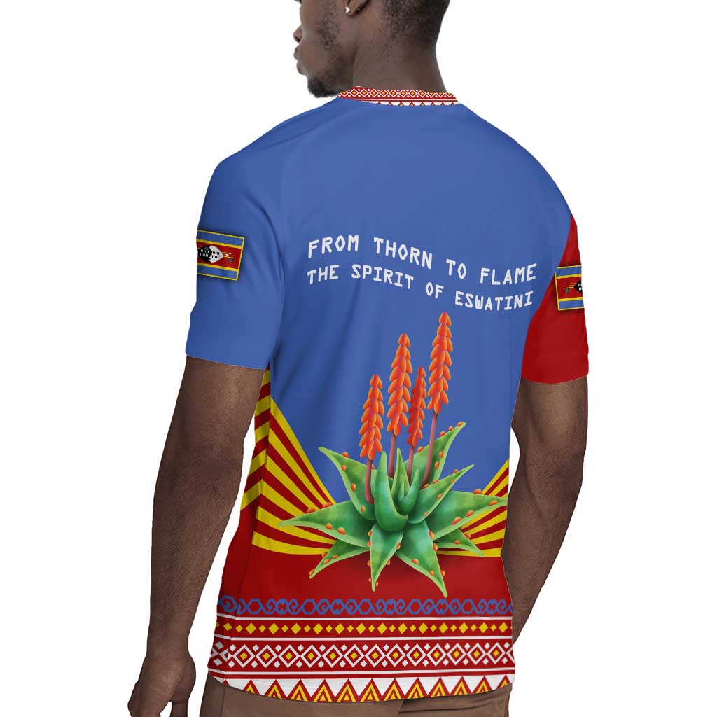 Aloe Vera Eswatini Rugby Jersey Flag Print and Cultural Motif From Thorn to Flame