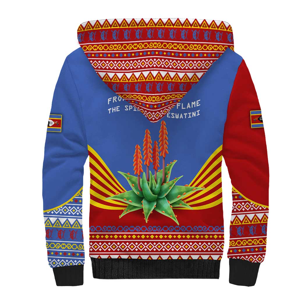 Aloe Vera Eswatini Sherpa Hoodie Flag Print and Cultural Motif From Thorn to Flame