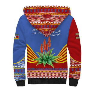 Aloe Vera Eswatini Sherpa Hoodie Flag Print and Cultural Motif From Thorn to Flame