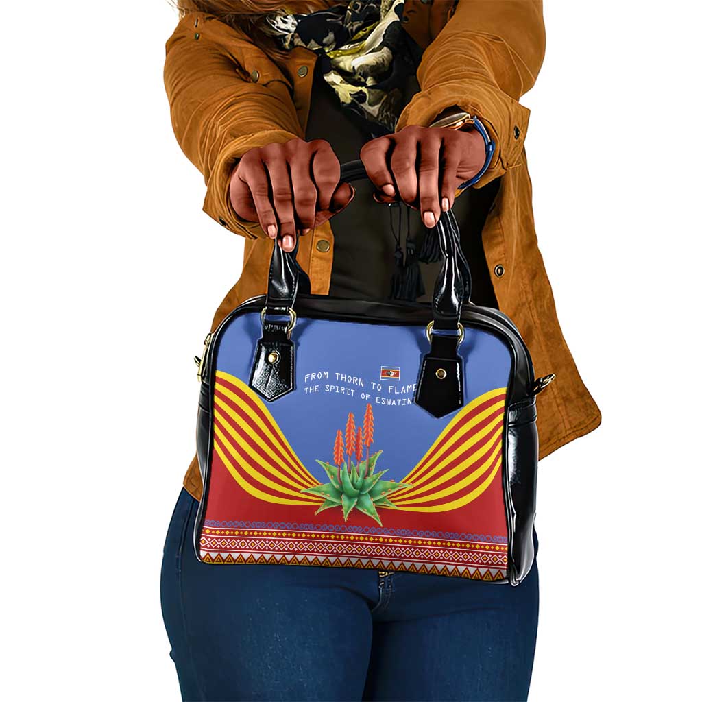 Aloe Vera Eswatini Shoulder Handbag Flag Print and Cultural Motif From Thorn to Flame