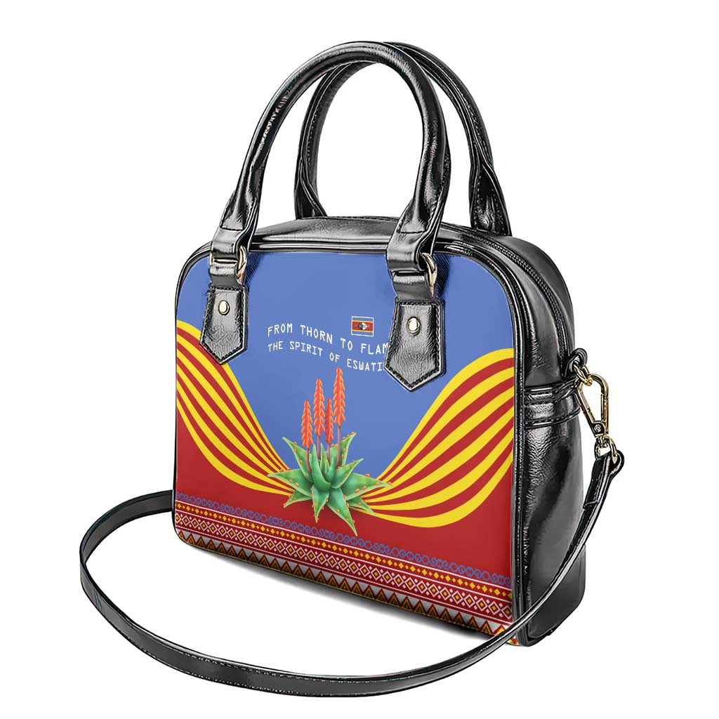 Aloe Vera Eswatini Shoulder Handbag Flag Print and Cultural Motif From Thorn to Flame