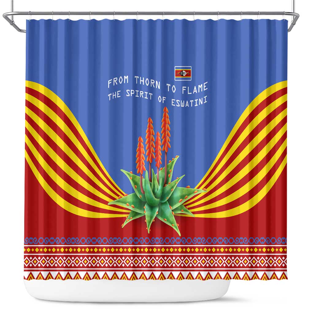 Aloe Vera Eswatini Shower Curtain Flag Print and Cultural Motif From Thorn to Flame