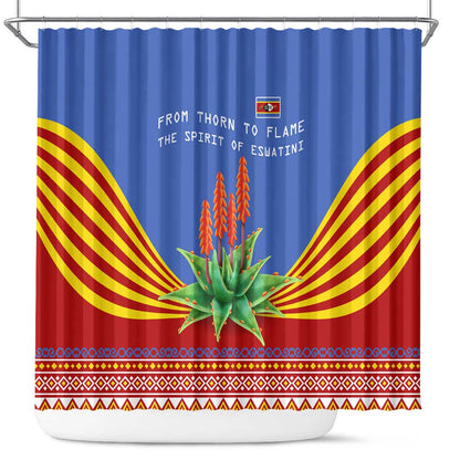 Aloe Vera Eswatini Shower Curtain Flag Print and Cultural Motif From Thorn to Flame
