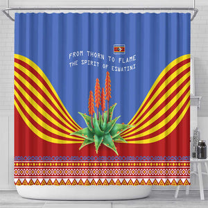 Aloe Vera Eswatini Shower Curtain Flag Print and Cultural Motif From Thorn to Flame