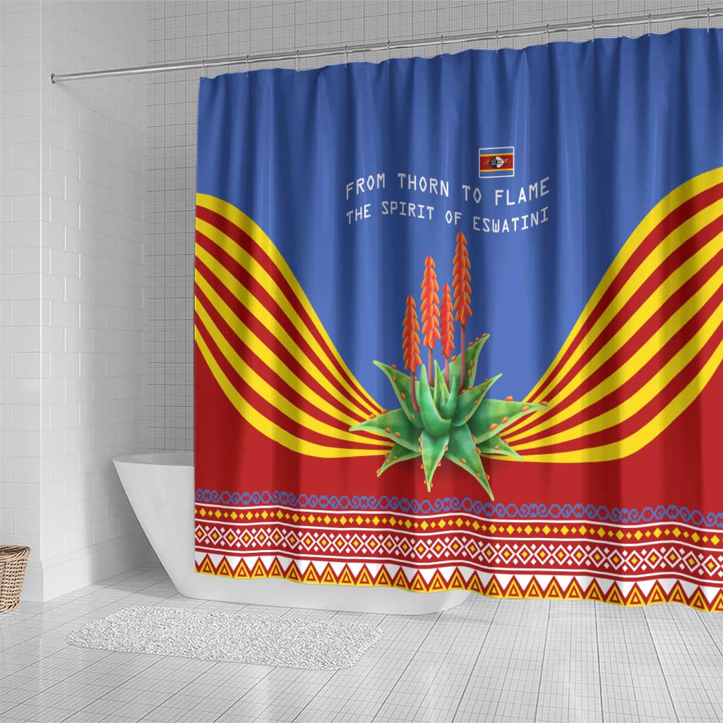 Aloe Vera Eswatini Shower Curtain Flag Print and Cultural Motif From Thorn to Flame
