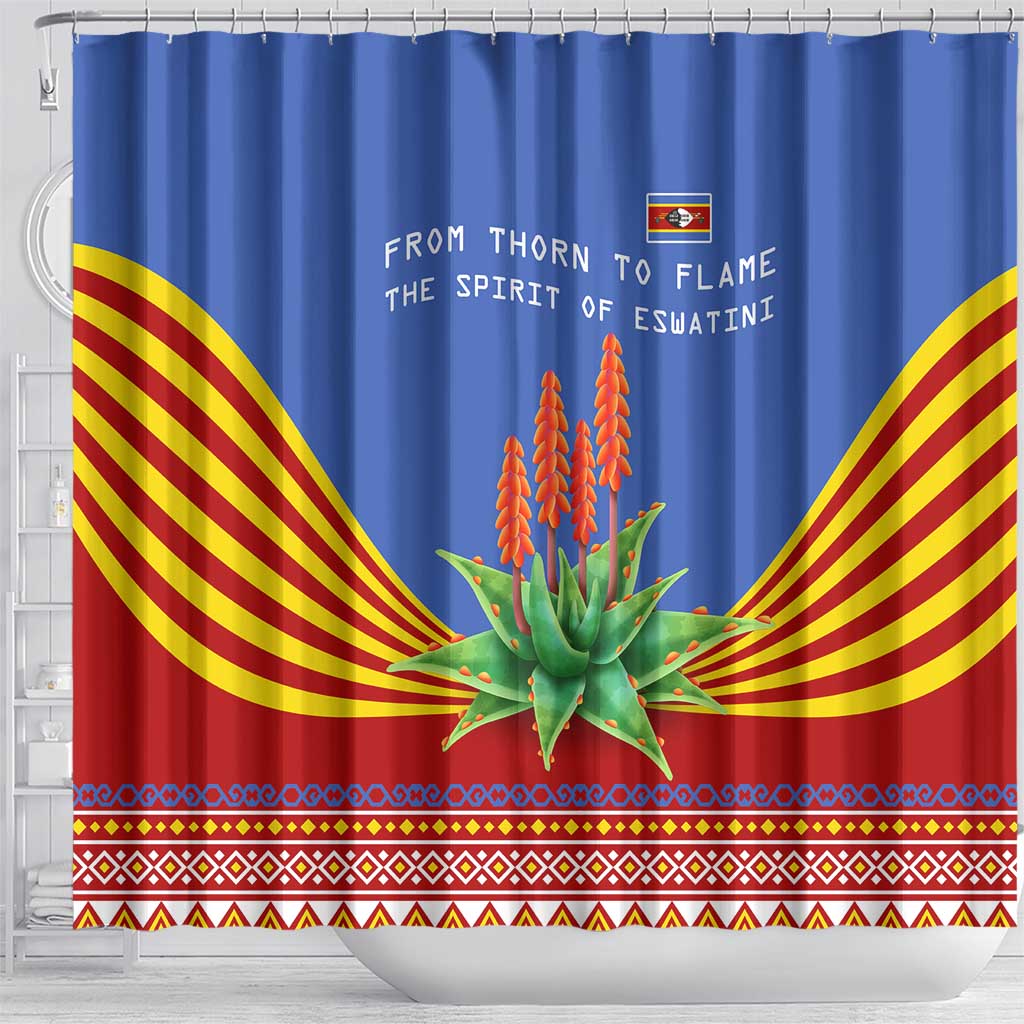 Aloe Vera Eswatini Shower Curtain Flag Print and Cultural Motif From Thorn to Flame