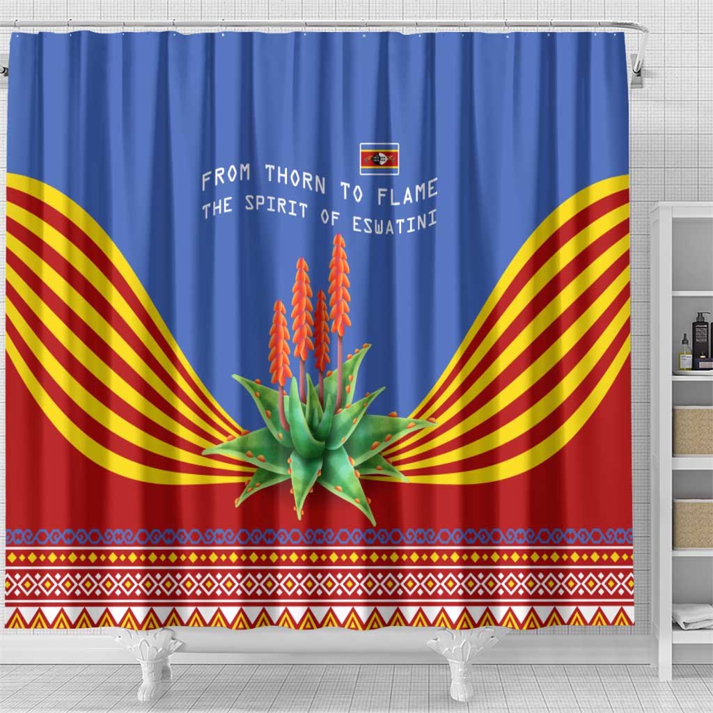 Aloe Vera Eswatini Shower Curtain Flag Print and Cultural Motif From Thorn to Flame