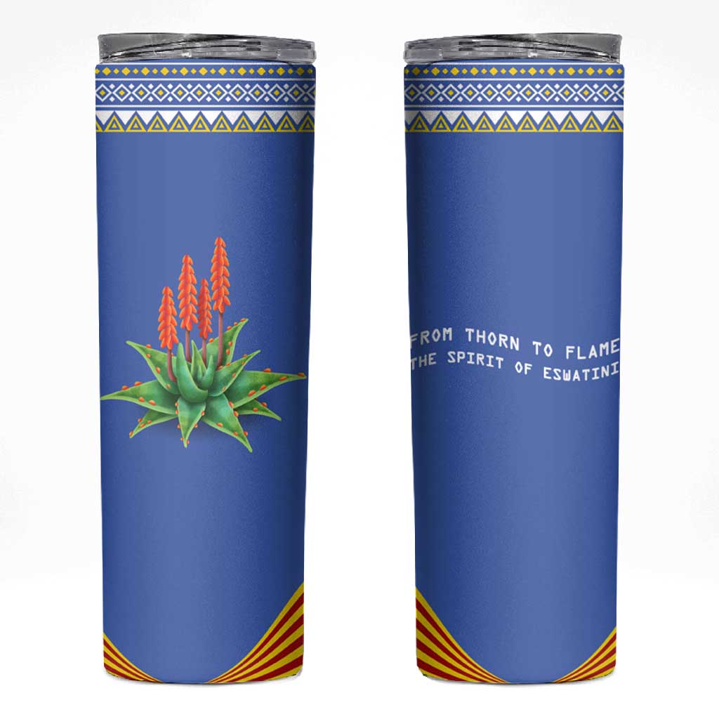 Aloe Vera Eswatini Skinny Tumbler Flag Print and Cultural Motif From Thorn to Flame