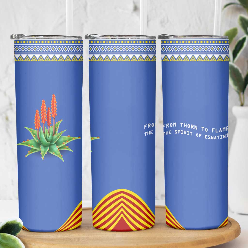 Aloe Vera Eswatini Skinny Tumbler Flag Print and Cultural Motif From Thorn to Flame