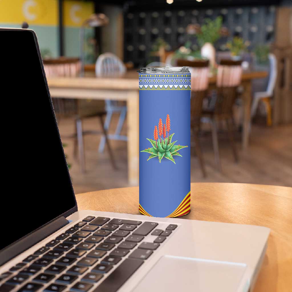 Aloe Vera Eswatini Skinny Tumbler Flag Print and Cultural Motif From Thorn to Flame