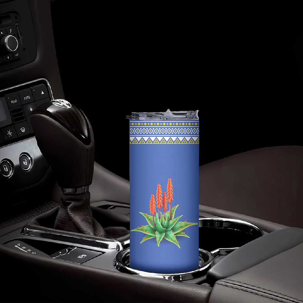 Aloe Vera Eswatini Skinny Tumbler Flag Print and Cultural Motif From Thorn to Flame