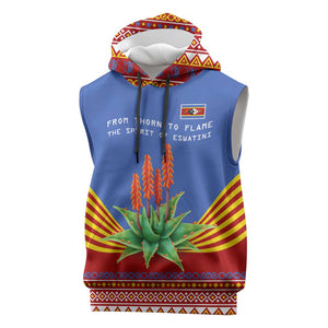 Aloe Vera Eswatini Sleeveless Hoodie Flag Print and Cultural Motif From Thorn to Flame - African Pride