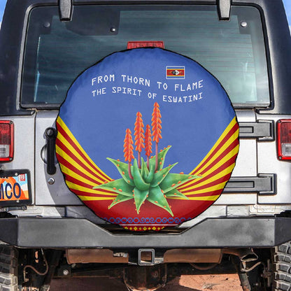 Aloe Vera Eswatini Spare Tire Cover Flag Print and Cultural Motif From Thorn to Flame