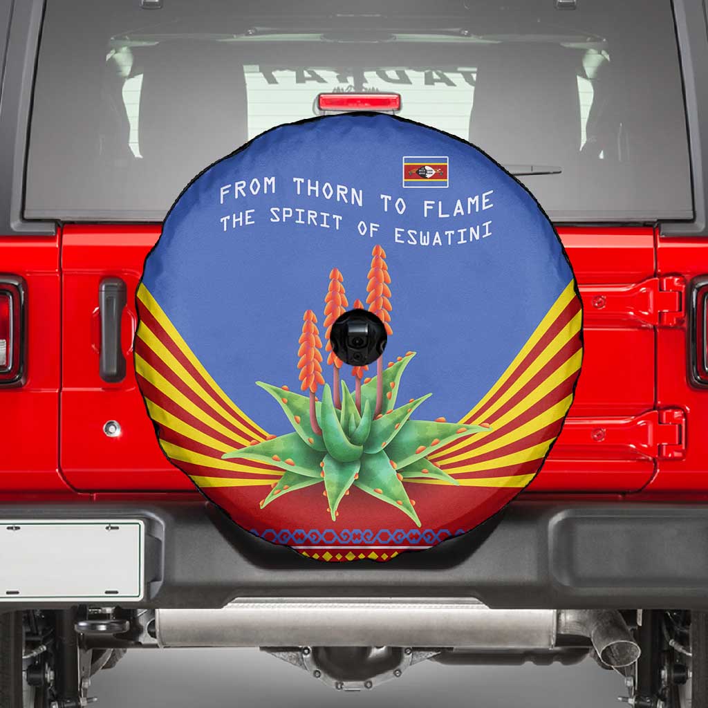 Aloe Vera Eswatini Spare Tire Cover Flag Print and Cultural Motif From Thorn to Flame