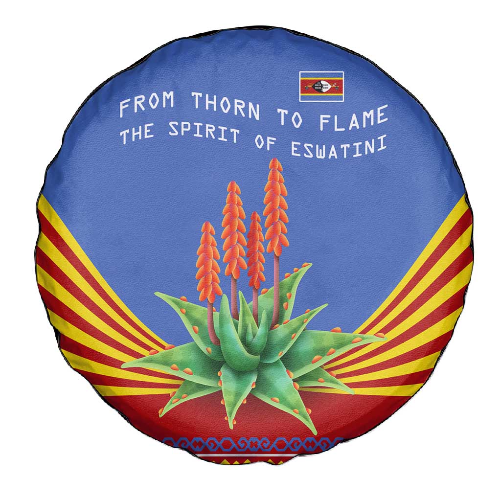 Aloe Vera Eswatini Spare Tire Cover Flag Print and Cultural Motif From Thorn to Flame