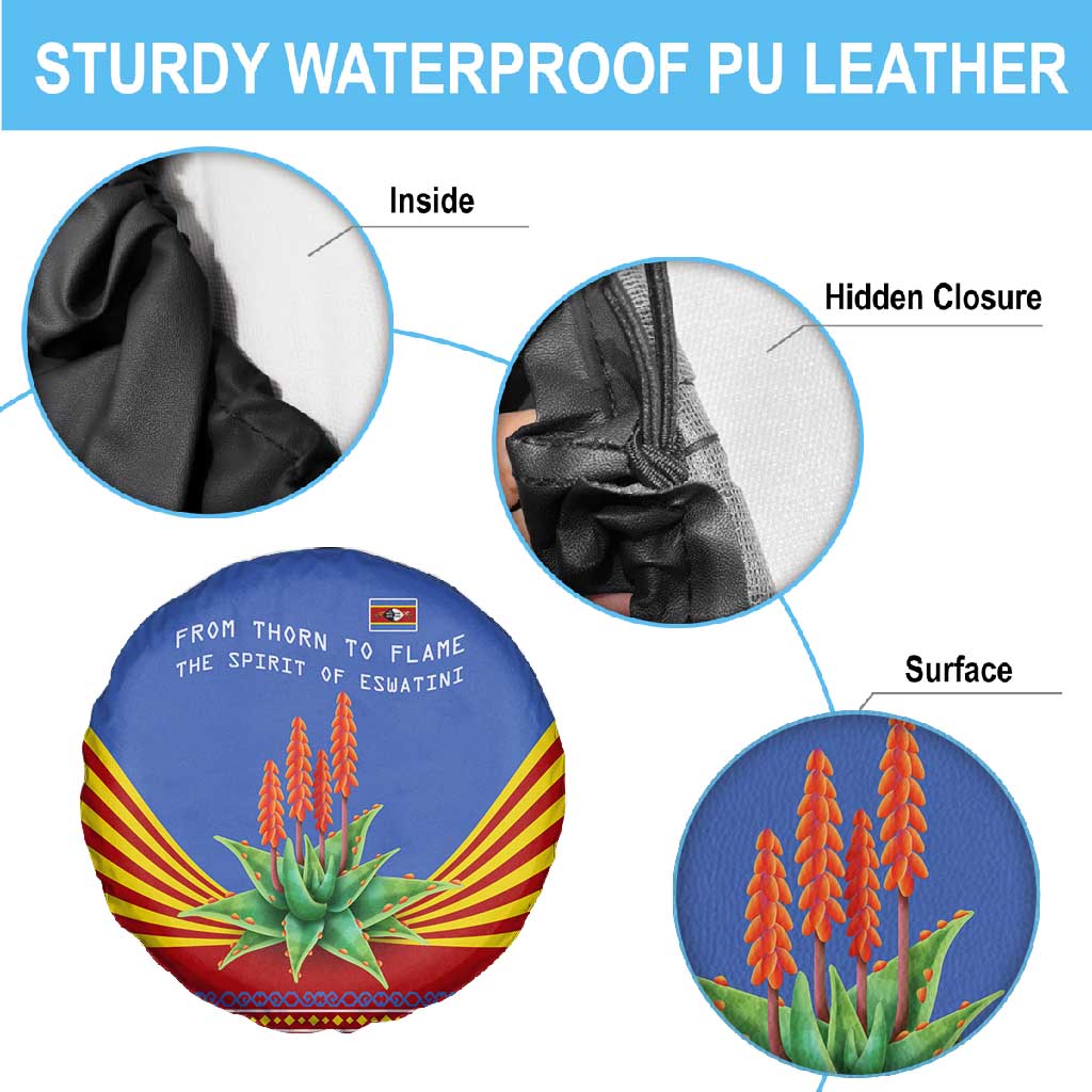 Aloe Vera Eswatini Spare Tire Cover Flag Print and Cultural Motif From Thorn to Flame