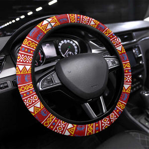 Aloe Vera Eswatini Steering Wheel Cover Flag Print and Cultural Motif From Thorn to Flame