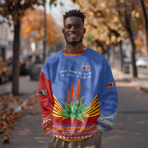 Aloe Vera Eswatini Sweatshirt Flag Print and Cultural Motif From Thorn to Flame