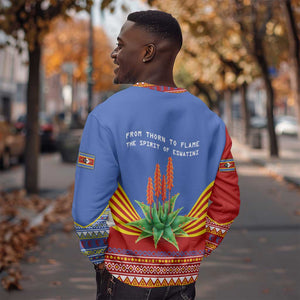 Aloe Vera Eswatini Sweatshirt Flag Print and Cultural Motif From Thorn to Flame