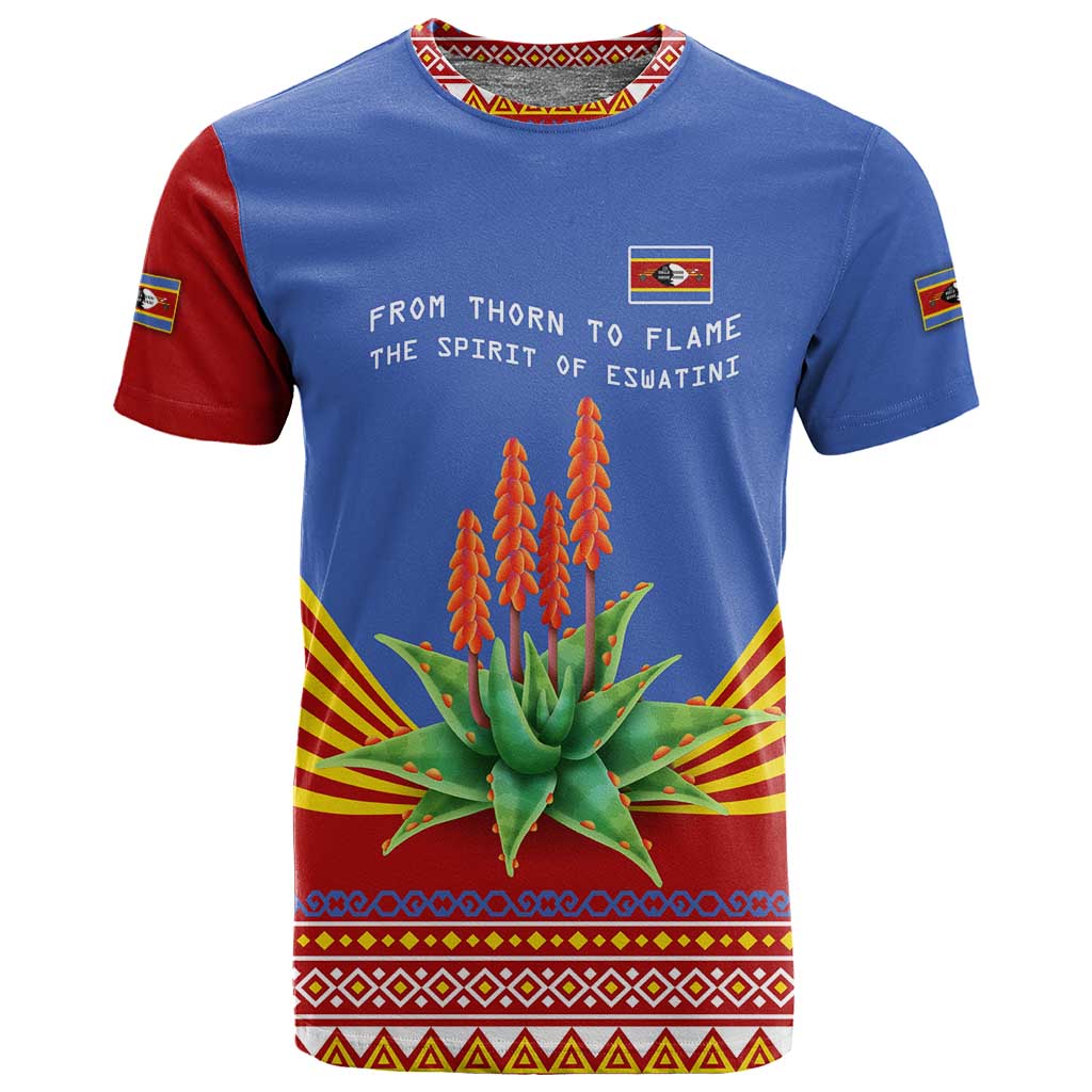 Aloe Vera Eswatini T shirt Flag Print and Cultural Motif From Thorn to Flame