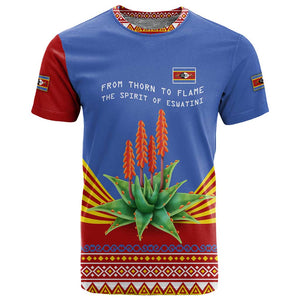 Aloe Vera Eswatini T shirt Flag Print and Cultural Motif From Thorn to Flame
