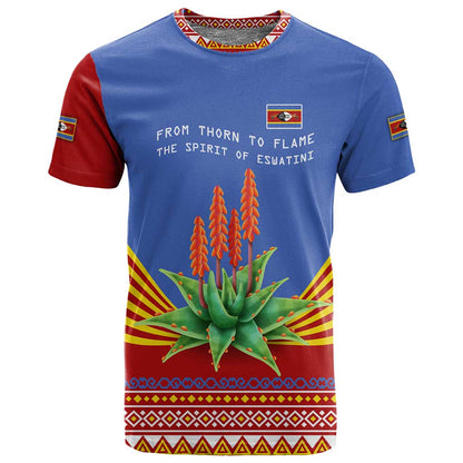 Aloe Vera Eswatini T shirt Flag Print and Cultural Motif From Thorn to Flame
