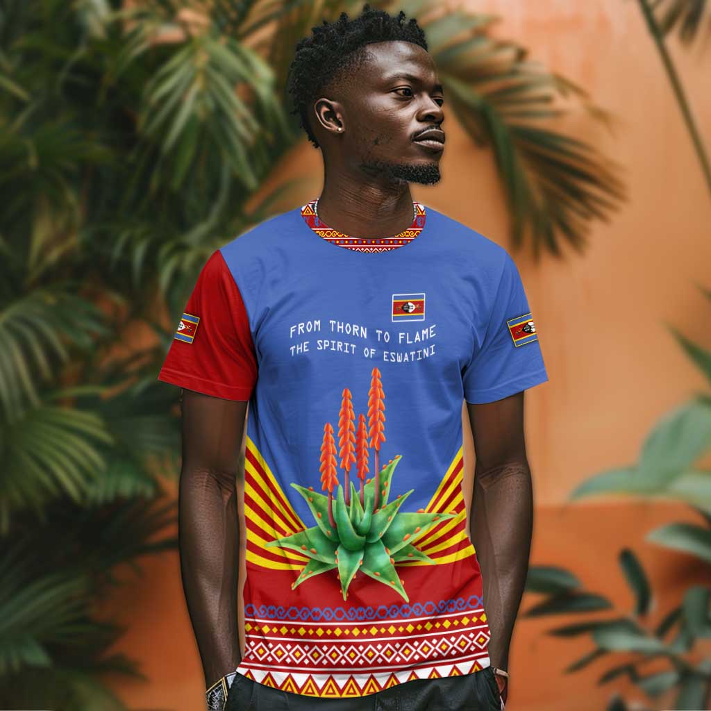 Aloe Vera Eswatini T shirt Flag Print and Cultural Motif From Thorn to Flame