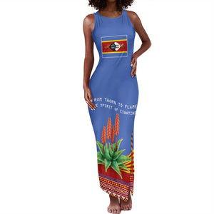 Aloe Vera Eswatini Tank Maxi Dress Flag Print and Cultural Motif From Thorn to Flame