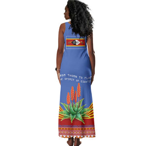 Aloe Vera Eswatini Tank Maxi Dress Flag Print and Cultural Motif From Thorn to Flame