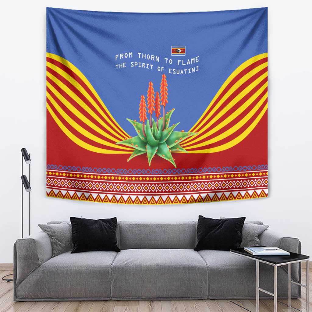Aloe Vera Eswatini Tapestry Flag Print and Cultural Motif From Thorn to Flame