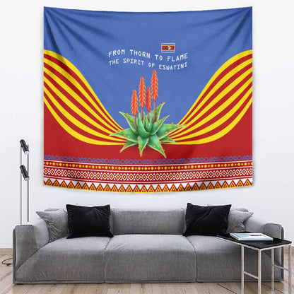 Aloe Vera Eswatini Tapestry Flag Print and Cultural Motif From Thorn to Flame