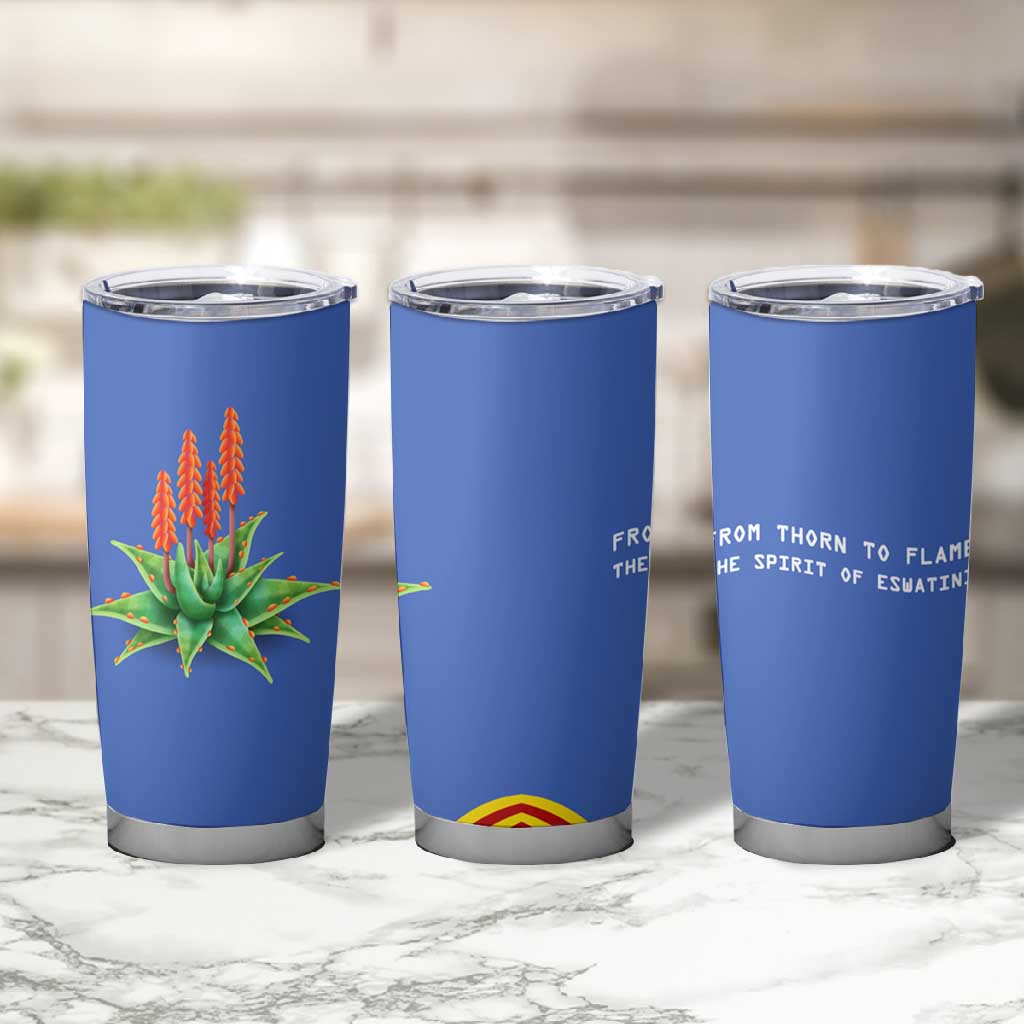 Aloe Vera Eswatini Tumbler Cup Flag Print and Cultural Motif From Thorn to Flame
