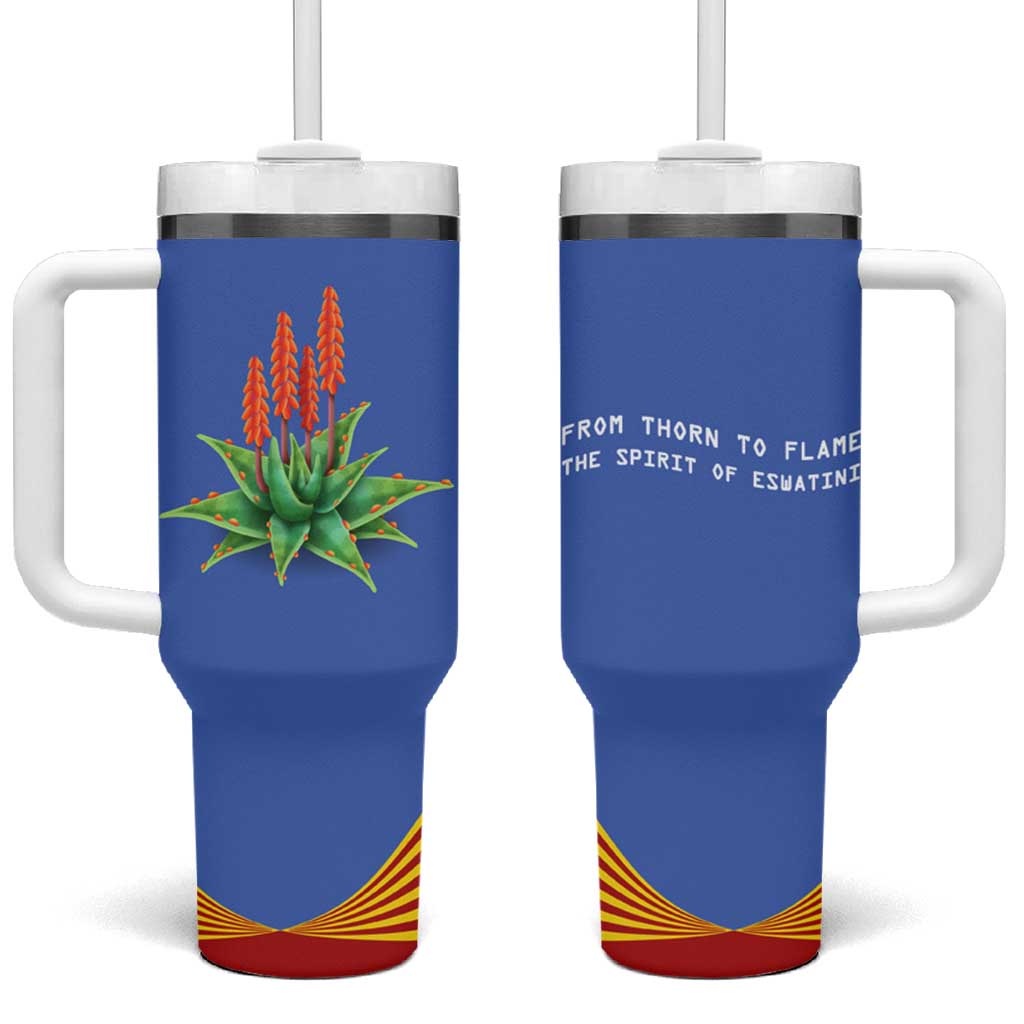 Aloe Vera Eswatini Tumbler With Handle Flag Print and Cultural Motif From Thorn to Flame