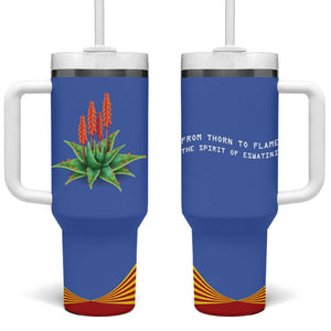 Aloe Vera Eswatini Tumbler With Handle Flag Print and Cultural Motif From Thorn to Flame