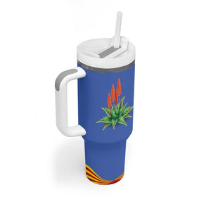 Aloe Vera Eswatini Tumbler With Handle Flag Print and Cultural Motif From Thorn to Flame