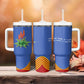 Aloe Vera Eswatini Tumbler With Handle Flag Print and Cultural Motif From Thorn to Flame