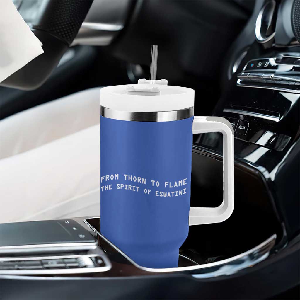Aloe Vera Eswatini Tumbler With Handle Flag Print and Cultural Motif From Thorn to Flame