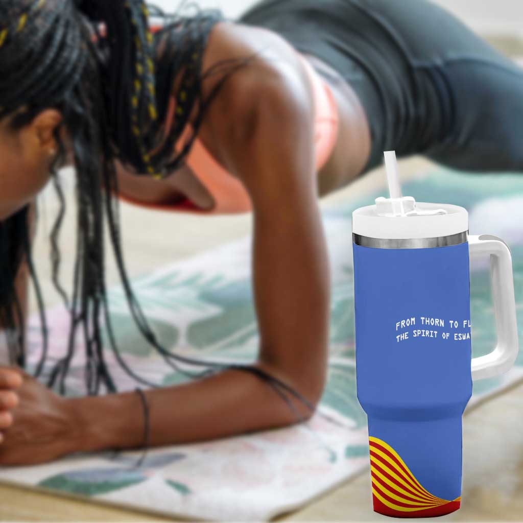 Aloe Vera Eswatini Tumbler With Handle Flag Print and Cultural Motif From Thorn to Flame