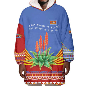 Aloe Vera Eswatini Wearable Blanket Hoodie Flag Print and Cultural Motif From Thorn to Flame