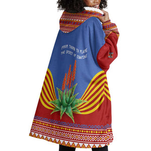 Aloe Vera Eswatini Wearable Blanket Hoodie Flag Print and Cultural Motif From Thorn to Flame