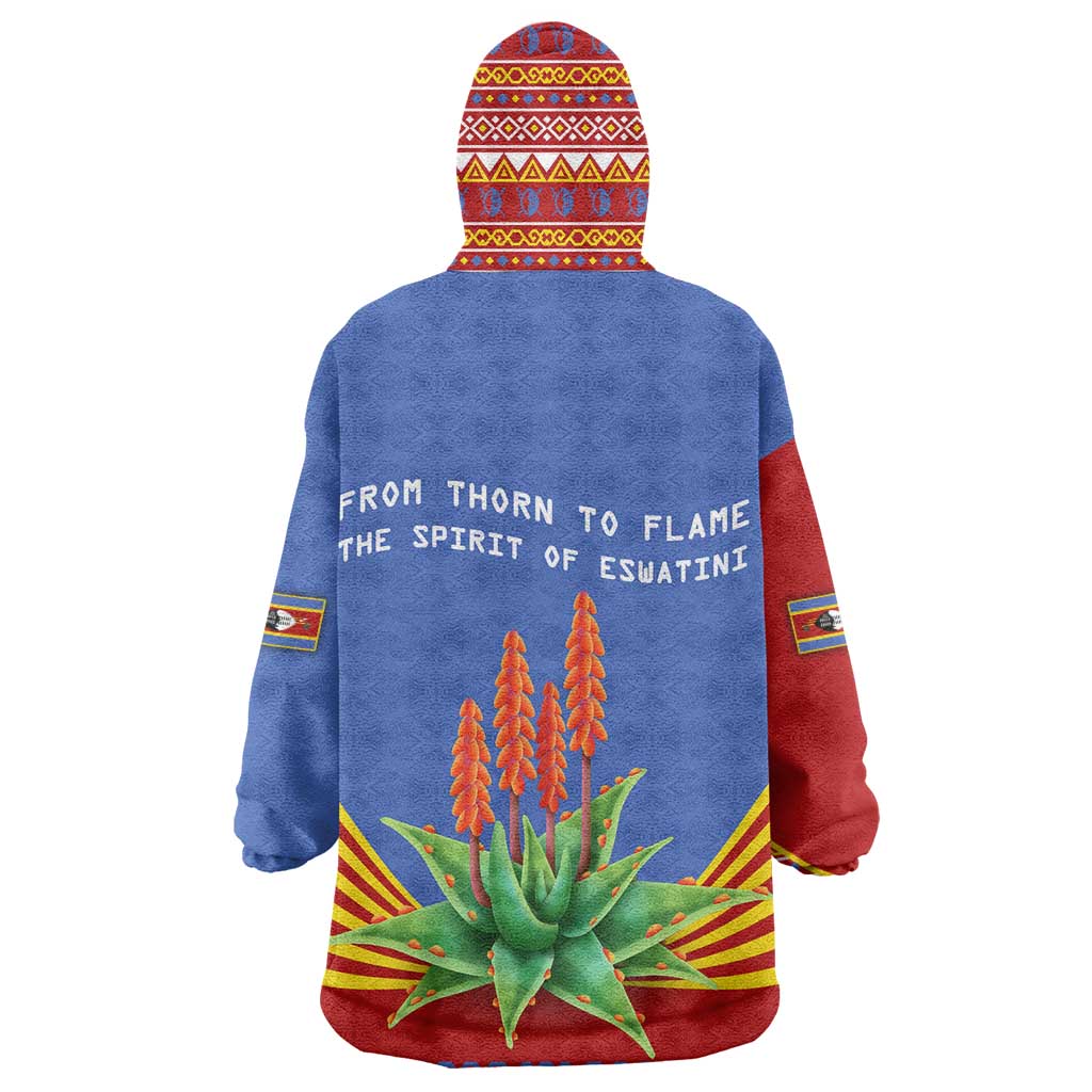 Aloe Vera Eswatini Wearable Blanket Hoodie Flag Print and Cultural Motif From Thorn to Flame