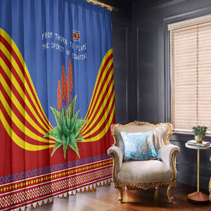 Aloe Vera Eswatini Window Curtain Flag Print and Cultural Motif From Thorn to Flame