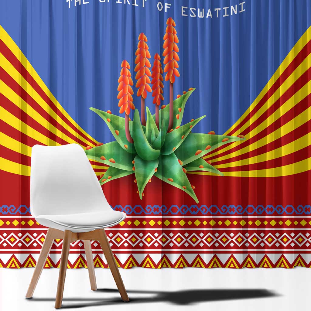 Aloe Vera Eswatini Window Curtain Flag Print and Cultural Motif From Thorn to Flame